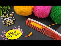 4 Super easy woolen flower making trick - Embroidery hack - flower making trick