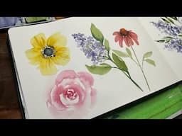 Watercolor Journal Day 195 (SImple Flowers)