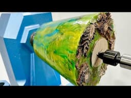 Woodturning - Hybrid Pine Cone And Toxic Waste !