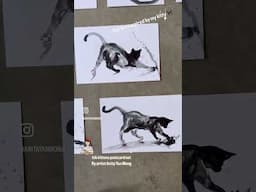 ink kitten cat art postcard set by cat artist Anita Yan Wong #catart #blackcatpainting #catpainting