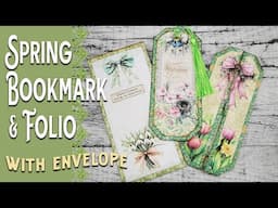 Spring Bookmark with folio and envelope - junk journal insert, Easter Card