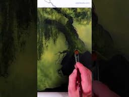 How to paint Weeping willow tree in the Sunlight | Acrylic Painting Techniques | Easy for Beginners