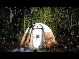 SURVIVE A COLD SNOWY NIGHT IN THE BEST HOT TENT WITH A WOOD STOVE