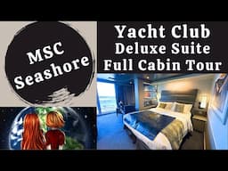 MSC Seashore Yacht Club Deluxe Balcony Suite Full Cabin Tour Stateroom 16018