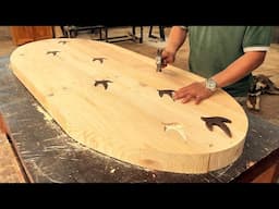 How To Use Flying Bird Motifs On Oval Dining Table With Super Sturdy Wooden Leg System