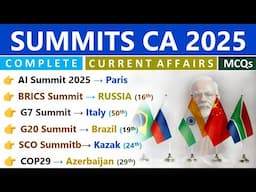 SUMMITS 2025 CURRENT AFFAIRS | SUMMIT 2024 | SUMMITS, VENUE, THEME | 2025 CURRENT AFFAIRS | MCQ