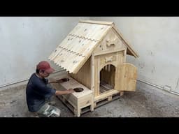 How To Build A Big Wooden House For Your Pet Dog. Very Happy Dogs - Woodworking Skills