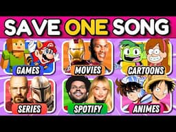Save One Song | Games 🎮 vs Series 📺 vs Movies 🎬 vs Cartoons 🦸🏻‍♂️vs Animes | Music Quiz
