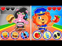 Lion Family | Police teach healthy eating habits 👮‍♂️ Good Habits | Cartoon for Kids