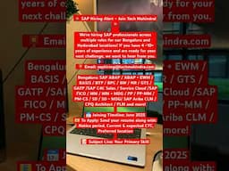 Tech Mahindra is Hiring SAP Professional..June 2025