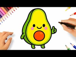 HOW TO DRAW A CUTE KAWAII AVOCADO EASY 🥑❤️