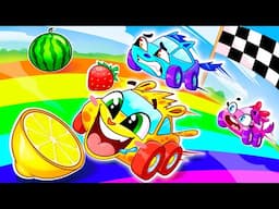 Fruit Race Baby Cars Challenge 🏁 Magic Rainbow Juice 🌈 Songs for Kids & Nursery Rhymes 🎶