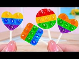Rainbow Jelly Pop It Decoration🍬Satisfying Sweet Miniature Rainbow Jelly Candy Recipe🌈