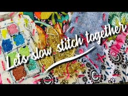 #slowstitch  fabric postcard sew using art prompts how to