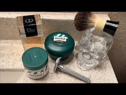 Feather AS D2 Razor, Proraso Preshave-Soap, Dior Homme Aftershave, Ever Ready Brush & Personna Blade