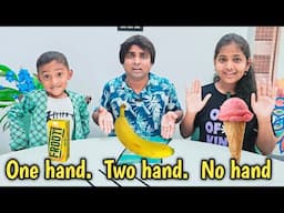 One hand Two hand No hand challenge game | funny comedy challenge 😆 | Prabhu sarala lifestyle