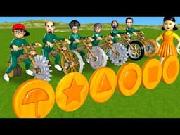 Scary Teacher 3D vs Squid Game Wooden Bikes Cutting Dalgona Candy Shapes Challenge Who's Boss