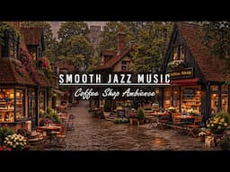 Cozy Outdoor Coffee Shop Ambience🌧️ Smooth Jazz Background Music & Rain Sounds for Deep Sleep, Relax