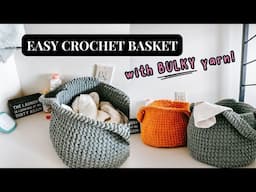 Easy Crochet Basket Bulky Yarn for Beginners 🧺✨ Only SC Stiches
