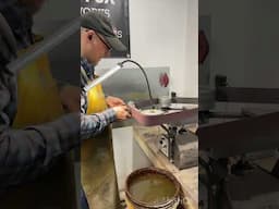 Tapering that tang!  Black Fox Knife Works grinder and Combat Abrasives belt gettin’ it done.