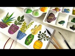 Painting Potted Plants with a Gouache Twist (Day 12 Joy of June Daily Challenge)