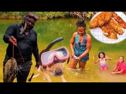 Spearfishing With My Dog, Fry Mango And An Amazing Catch, Clean and Cook !! @CHEVYNATIONVLOGS