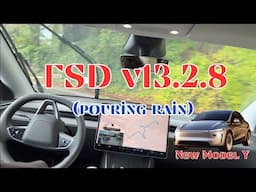 Perfect Tesla FSD Drive Pouring Rain Seattle New Model Y 🌧️ v13.2.8