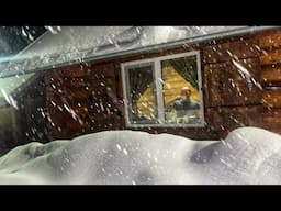 I Lived Through Two Days Of HEAVY SNOWFALL in a Log Cabin. Snowy Night Off Grid