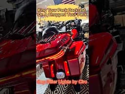 A king backrest on a chopped Tour Pack with Ciro filler lights.