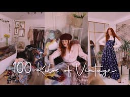 I Bought 100 kilos of Vintage | Cottage core & 70's Unpacking & Try ons