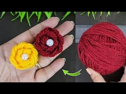 Easy woolen flower making - Embroidery flower making - diy wool flower