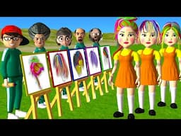 Scary Teacher 3D vs Squid Game Drawing Model Hair Style Squid Girl Nice or Error 5 Times Challenge