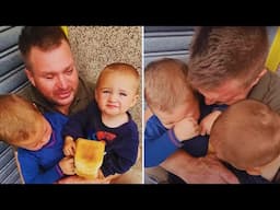 Poor Dad Crying on the Street Holds His Kids and a Loaf of Bread – Then a Stranger Who Notices Him