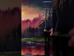 How to paint Brilliant Sunset Glowing Forest 1 minute art #art #paintingtechniques #acrylics