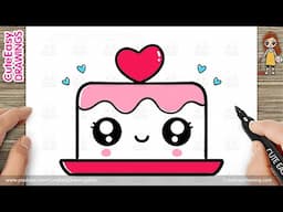 How to Draw a Simple Cute Cake, Easy Drawing and Coloring Step by Step