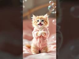Kitten in Pajamas with Bubbles 🧸 | Your Daily Dose of Cozy Cuteness 🐾