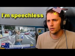 American reacts to Australian Reporter shot with rubber bullet at LA protest