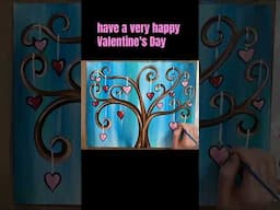 Valentines Day ‘Tree of Hearts’ shorts version #paintingtutorial  #valentinepainting