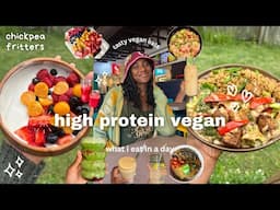 What I Eat in a day 🌱 Vegan & High Protein (chickpea fritters, broccoli in peanut sauce)