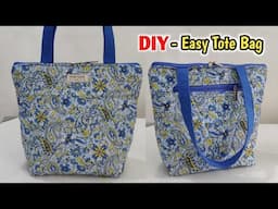 Simple Tote Bag with Lining | Zipper Tote Bag Sewing Tutorial | DIY Shopping bag with lining | bags