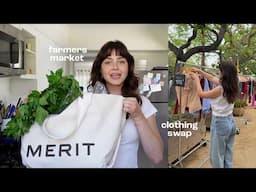 hosting a clothing swap, new cookware, and a farmers market haul