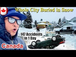 Canada City Edmonton Buried In Heavy Snow Storm
