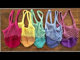 Maui Market Bag tutorial- easy crochet mesh bag with Lion Brand 24/7 cotton yarn