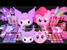 ASMR Kuromi Slime mixing Eyeshadow,Glitter &Random things into slime #Satisfying #slimeasmr #pony