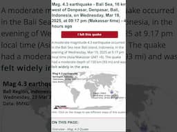 Did you feel the earthquake in Bali?