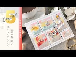 CARDMAKING IN 5 EASY STEPS | A NO BULK SHAKER Card Waffle Flower Postage Collage Coastal Stencil
