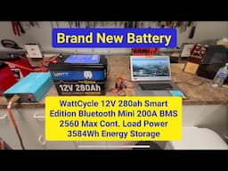 WattCycle 12V 280ah LiFePO4 battery runs 12,000 btu EG4 mini split 16 hours with 36 percent DOD left