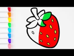 Strawberry drawing with song from The Very First and Simple Coloring Book