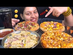 Eating 3x cheese Pizza, White Sauce Pasta II Pizza eating challenge I Foodie Gd