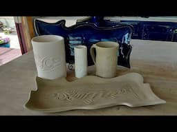 Part 2, Using Unique Textured Pottery Tools To Make Mugs and Platters!